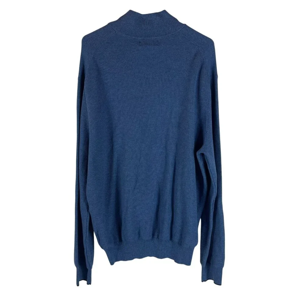 Ralph Lauren Polo Pony Sweater Sz 2XL‎ Mens Blue Pima Cotton Zip